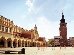 La plaza mayor de Cracovia, Polonia