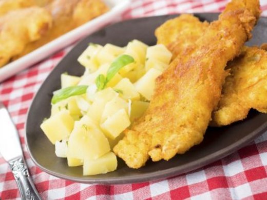 Carp in beer batter with potato salad