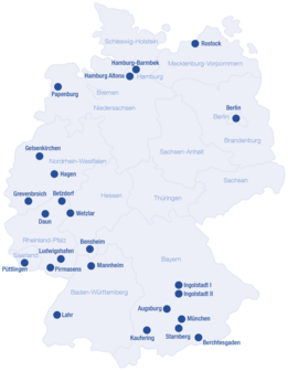 Mapa de los centros de diálisis NephroCare en Alemania